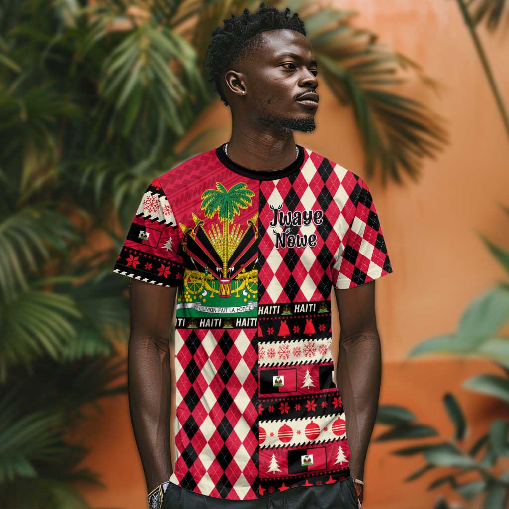 Afro Haiti 1964 Christmas T shirt Jwaye Nowe Neg Marron With Coat Of Arms - African Pride