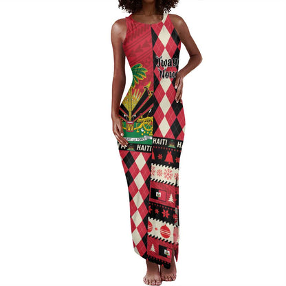 Afro Haiti 1964 Christmas Tank Maxi Dress Jwaye Nowe Neg Marron With Coat Of Arms - African Pride