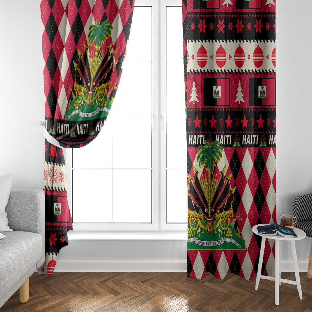 Afro Haiti 1964 Christmas Window Curtain Jwaye Nowe Neg Marron With Coat Of Arms - African Pride