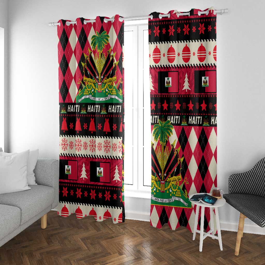 Afro Haiti 1964 Christmas Window Curtain Jwaye Nowe Neg Marron With Coat Of Arms - African Pride