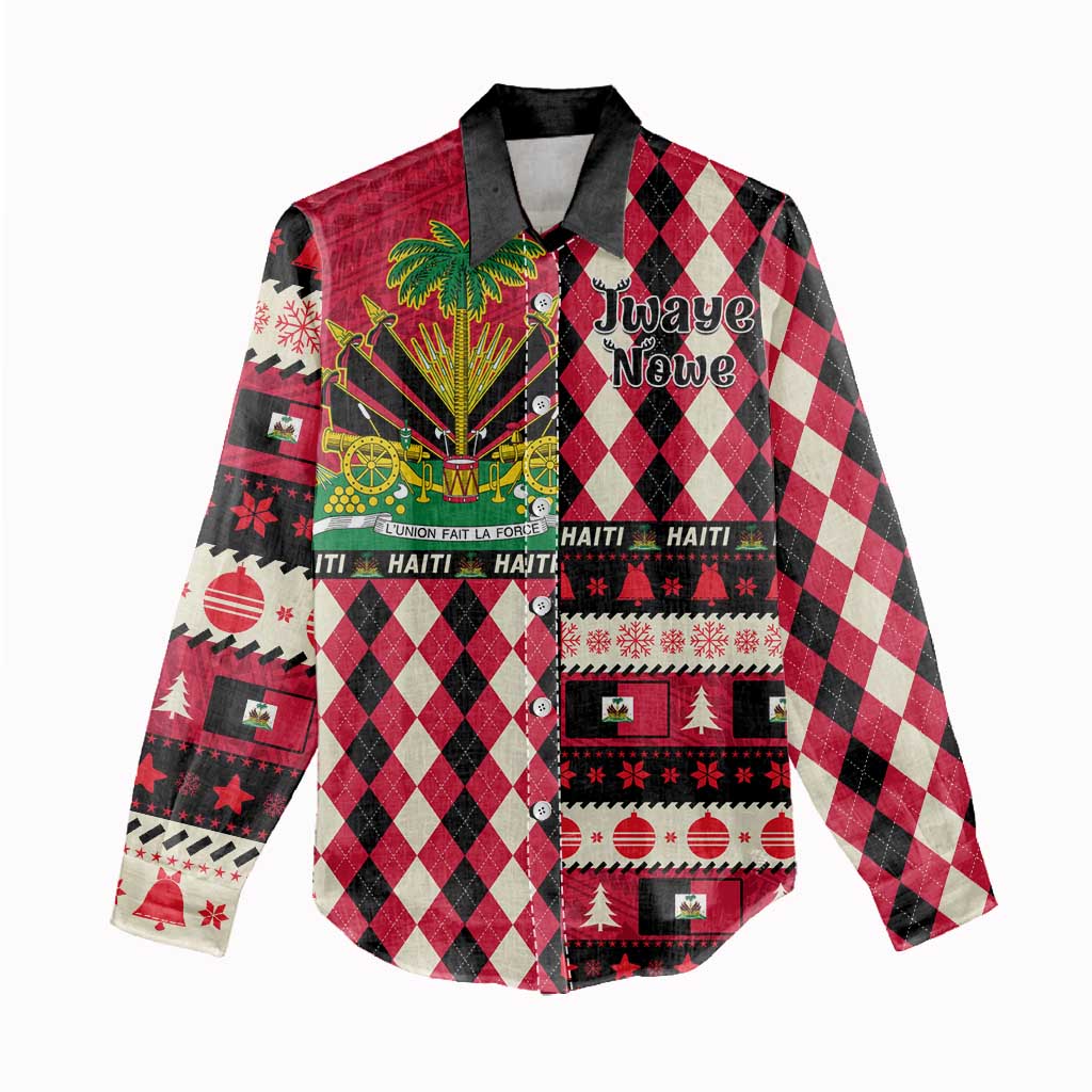 Afro Haiti 1964 Christmas Women Casual Shirt Jwaye Nowe Neg Marron With Coat Of Arms - African Pride