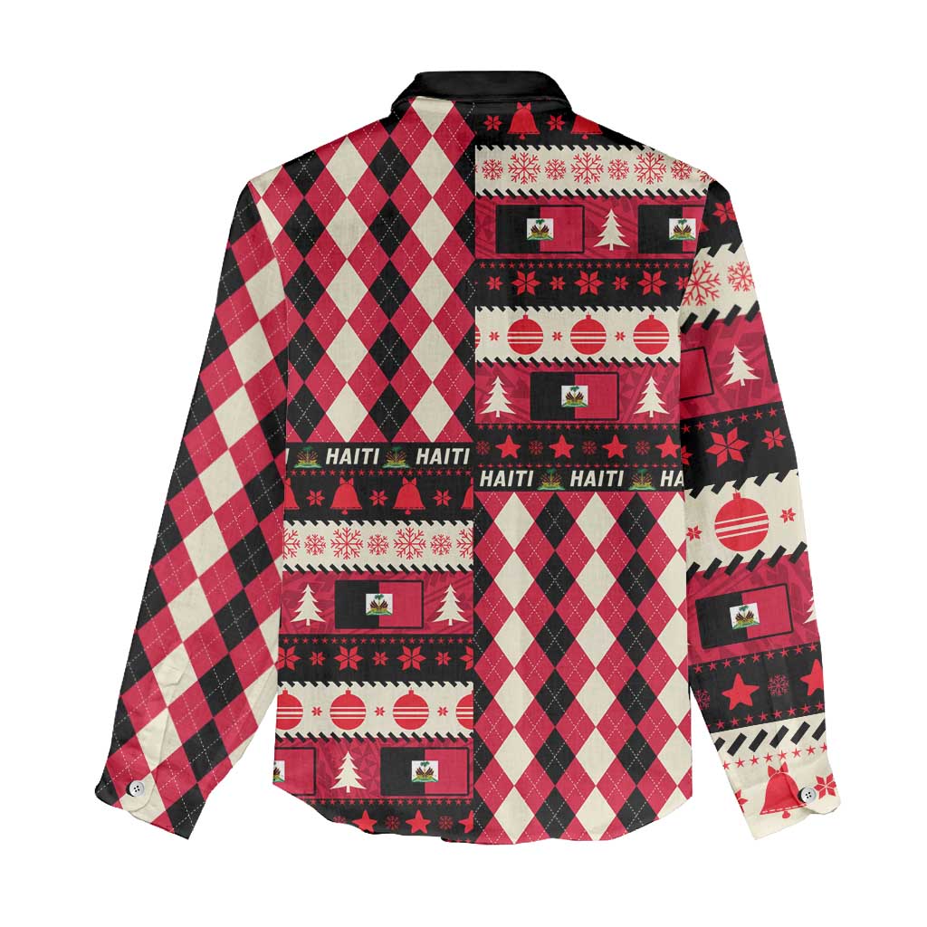 Afro Haiti 1964 Christmas Women Casual Shirt Jwaye Nowe Neg Marron With Coat Of Arms - African Pride