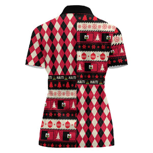 Afro Haiti 1964 Christmas Women Polo Shirt Jwaye Nowe Neg Marron With Coat Of Arms - African Pride