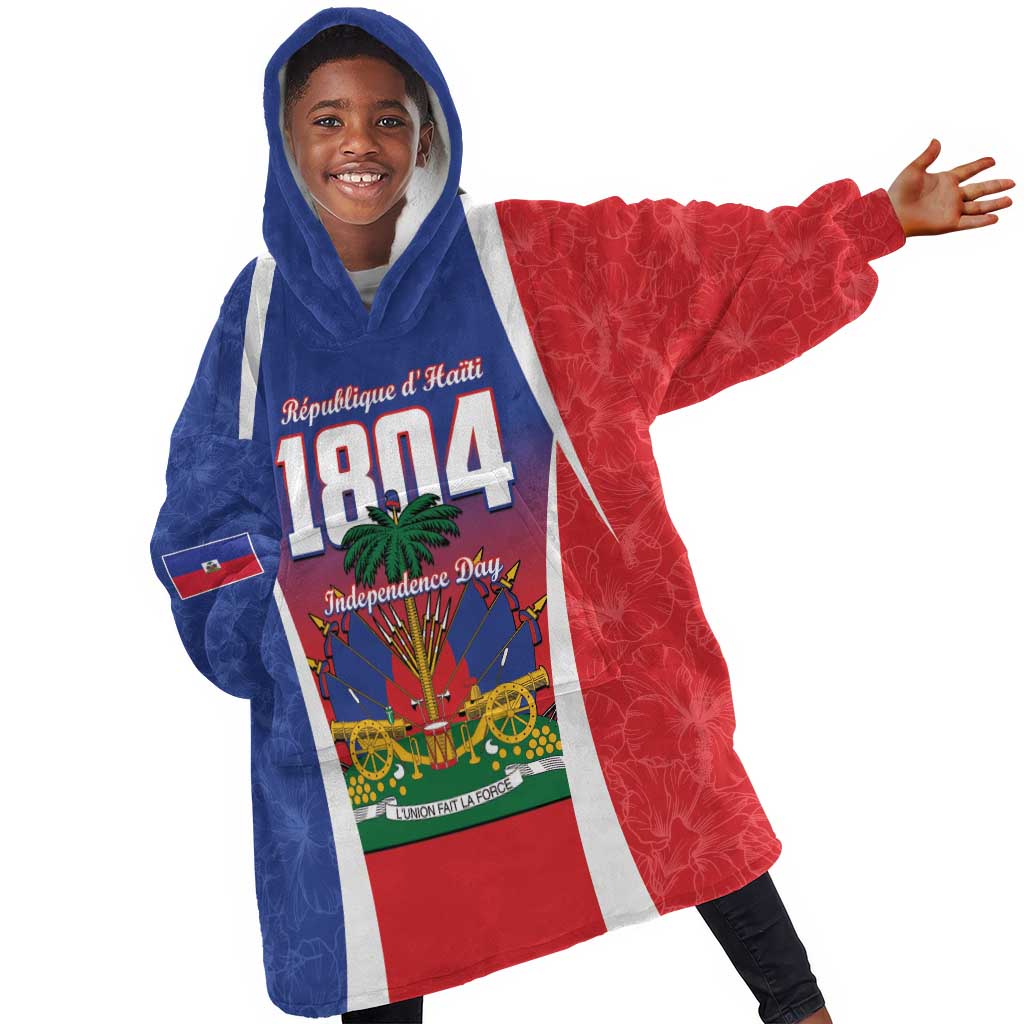 Personalized Haiti 1804 Kid Wearable Blanket Hoodie Happy Ayiti Independence Day - African Pride