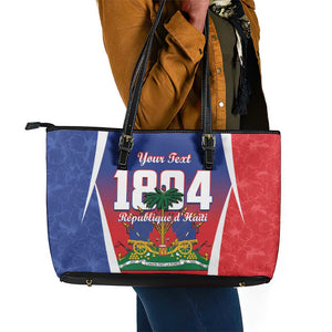Personalized Haiti 1804 Leather Tote Bag Happy Ayiti Independence Day - African Pride