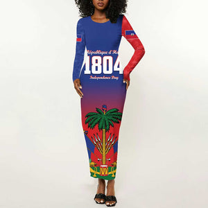 Personalized Haiti 1804 Long Sleeve Bodycon Dress Happy Ayiti Independence Day - African Pride
