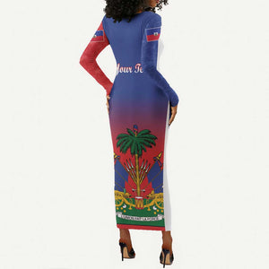 Personalized Haiti 1804 Long Sleeve Bodycon Dress Happy Ayiti Independence Day - African Pride