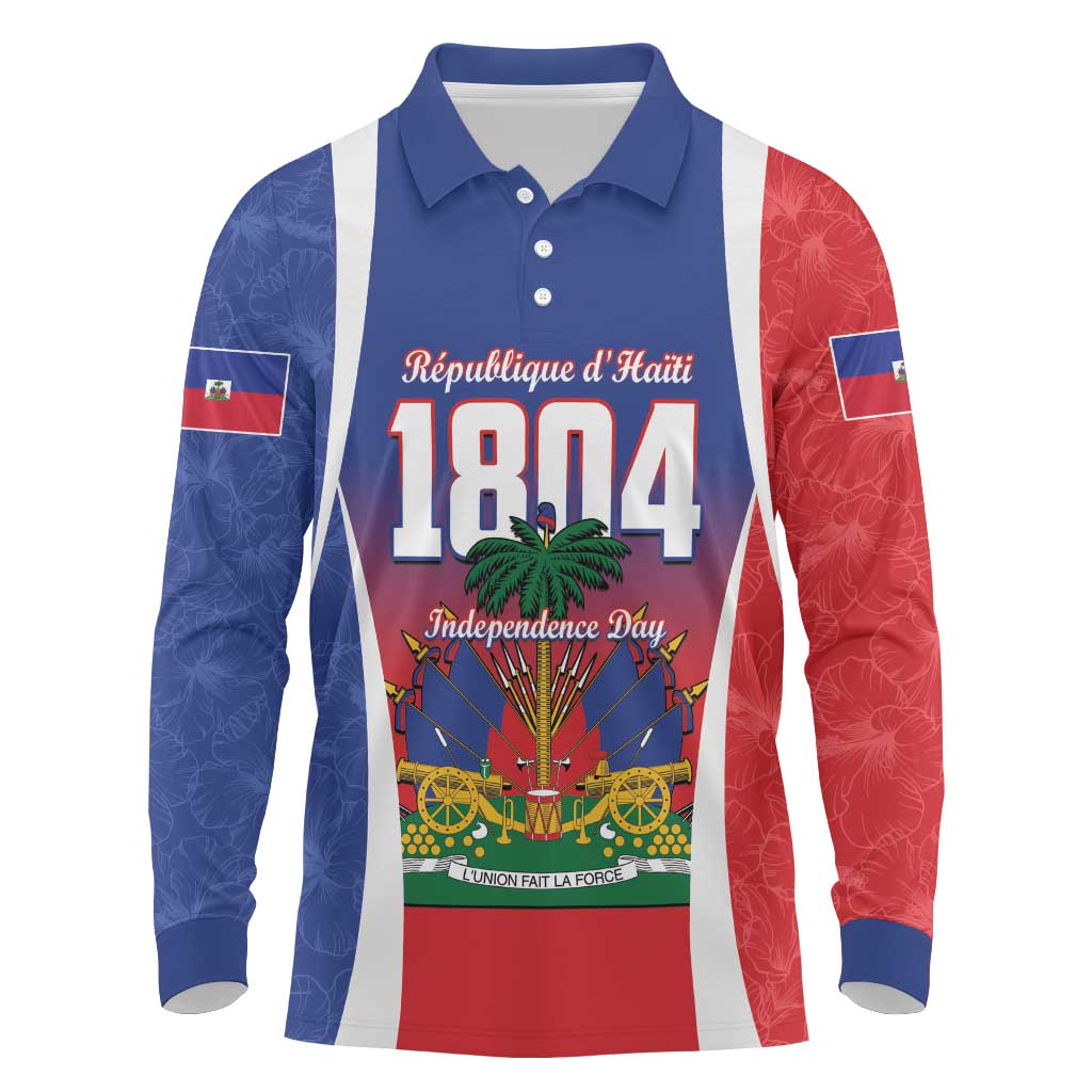 Personalized Haiti 1804 Long Sleeve Polo Shirt Happy Ayiti Independence Day - African Pride