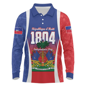 Personalized Haiti 1804 Long Sleeve Polo Shirt Happy Ayiti Independence Day - African Pride