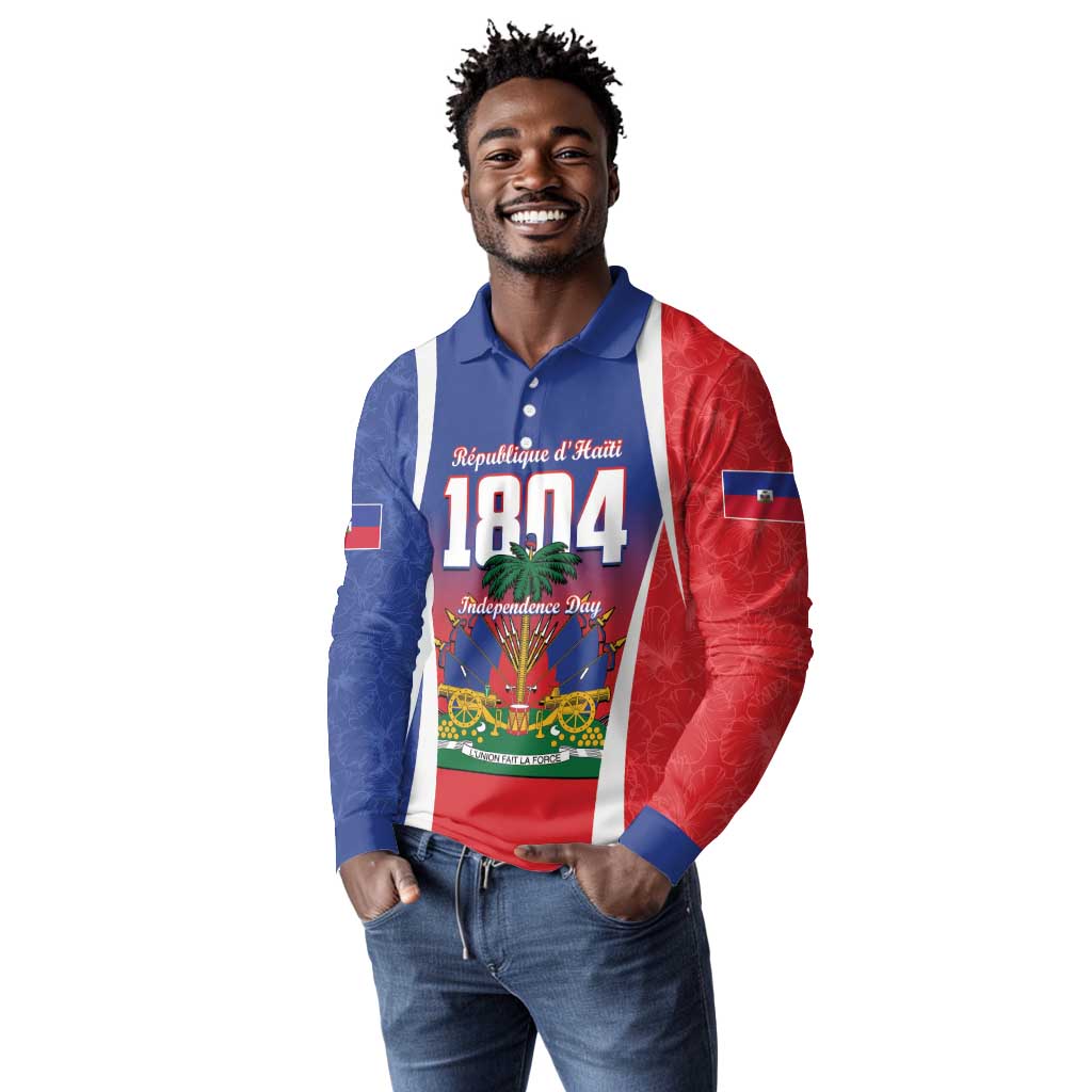 Personalized Haiti 1804 Long Sleeve Polo Shirt Happy Ayiti Independence Day - African Pride