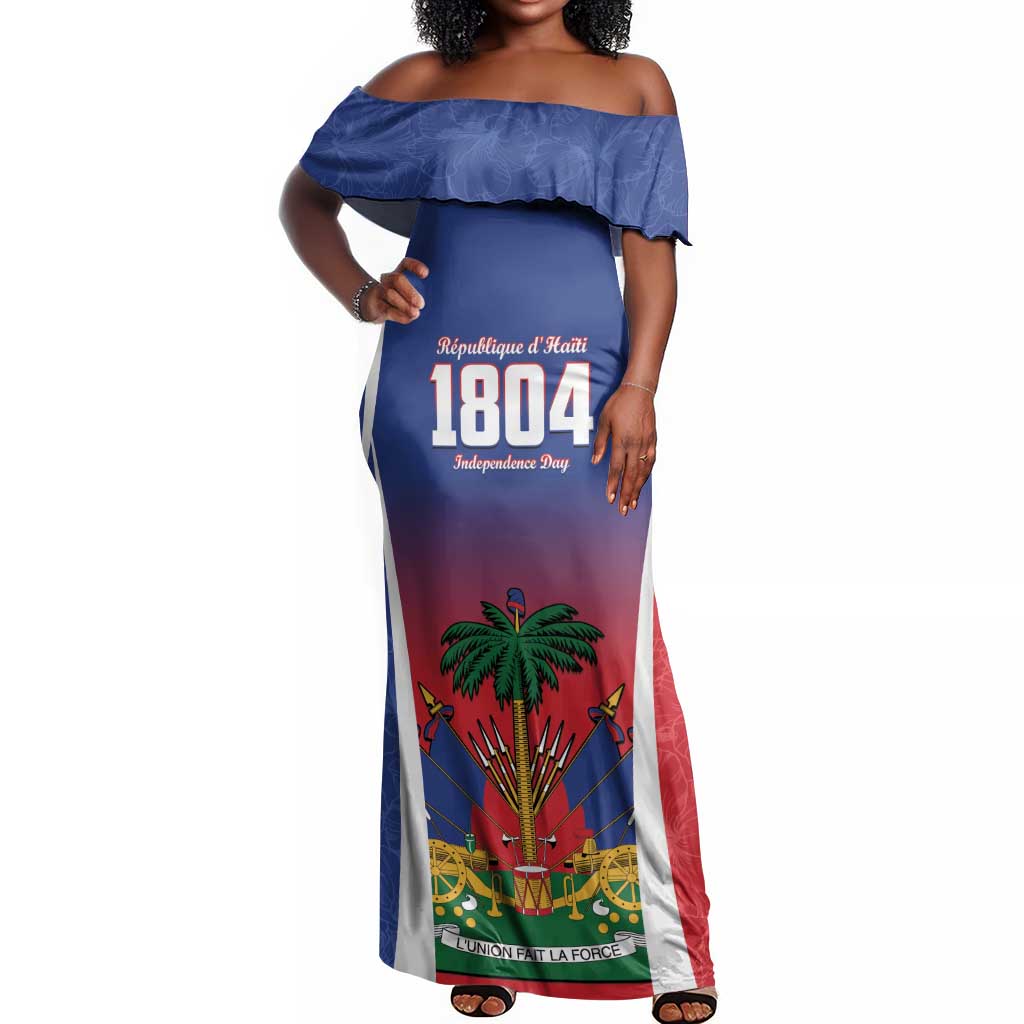 Personalized Haiti 1804 Off Shoulder Maxi Dress Happy Ayiti Independence Day - African Pride
