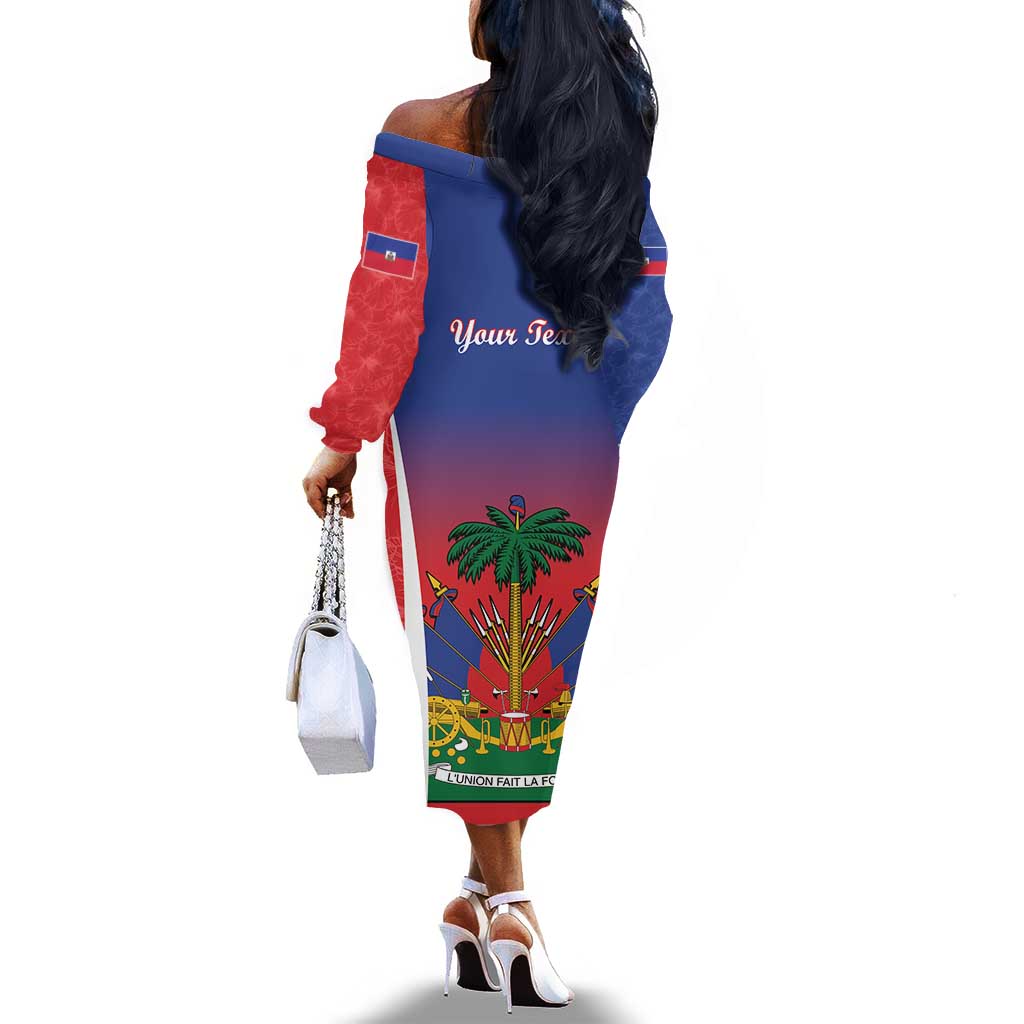Personalized Haiti 1804 Off The Shoulder Long Sleeve Dress Happy Ayiti Independence Day - African Pride