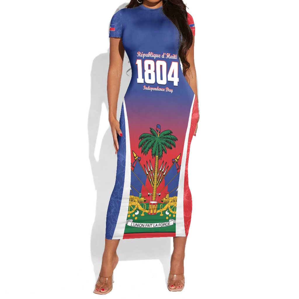 Personalized Haiti 1804 Short Sleeve Bodycon Dress Happy Ayiti Independence Day - African Pride