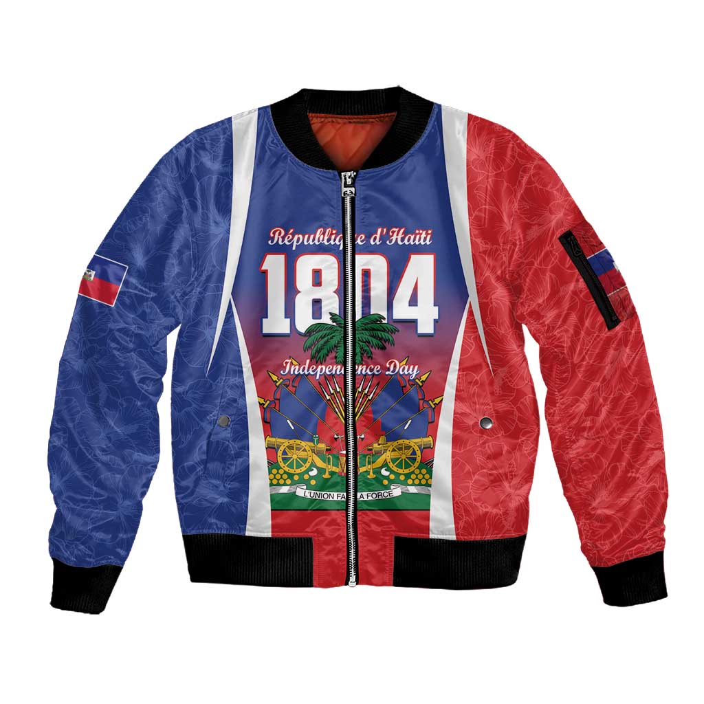 Personalized Haiti 1804 Sleeve Zip Bomber Jacket Happy Ayiti Independence Day - African Pride