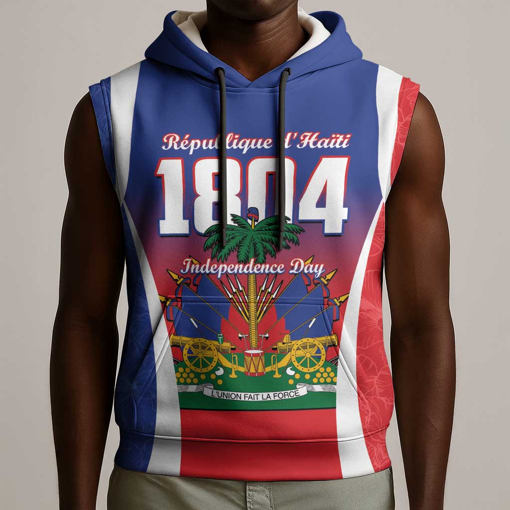 Personalized Haiti 1804 Sleeveless Hoodie Happy Ayiti Independence Day - African Pride