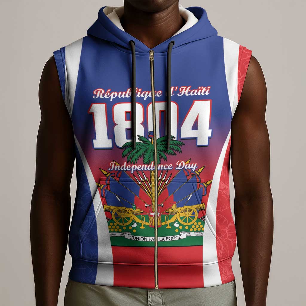 Personalized Haiti 1804 Sleeveless Zip Hoodie Happy Ayiti Independence Day - African Pride