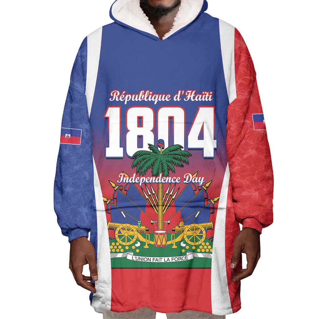Personalized Haiti 1804 Wearable Blanket Hoodie Happy Ayiti Independence Day - African Pride