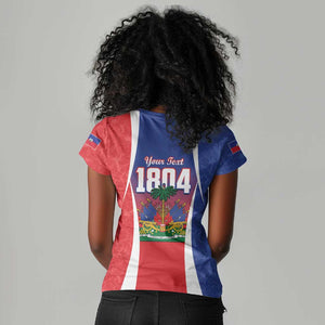 Personalized Haiti 1804 Women V-Neck T-Shirt Happy Ayiti Independence Day - African Pride