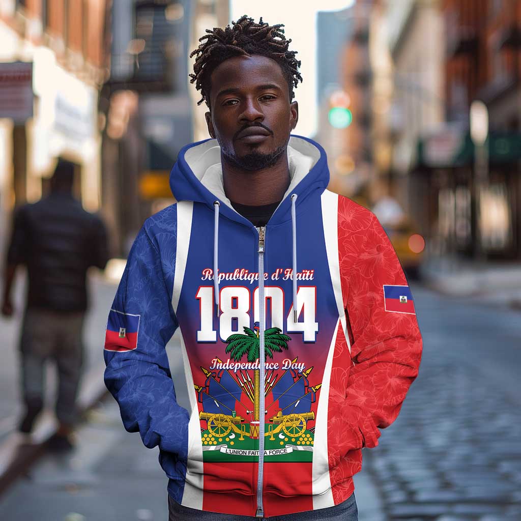 Personalized Haiti 1804 Zip Hoodie Happy Ayiti Independence Day - African Pride