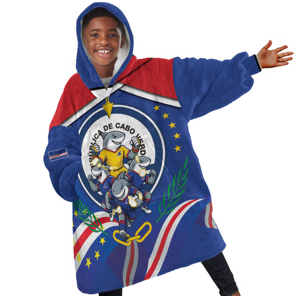 Cape Verde 2026 Football Kid Wearable Blanket Hoodie Orgulho Tubaroes Azuis Make History