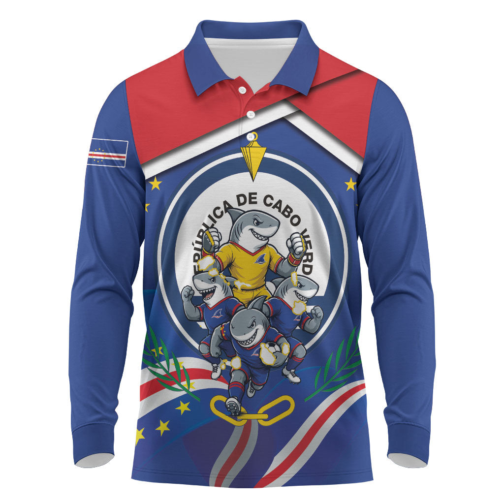 Cape Verde 2026 Football Long Sleeve Polo Shirt Orgulho Tubaroes Azuis Make History