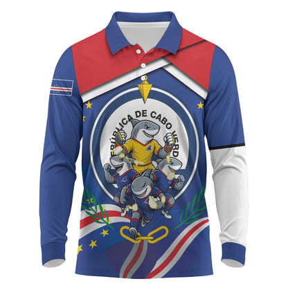 Cape Verde 2026 Football Long Sleeve Polo Shirt Orgulho Tubaroes Azuis Make History