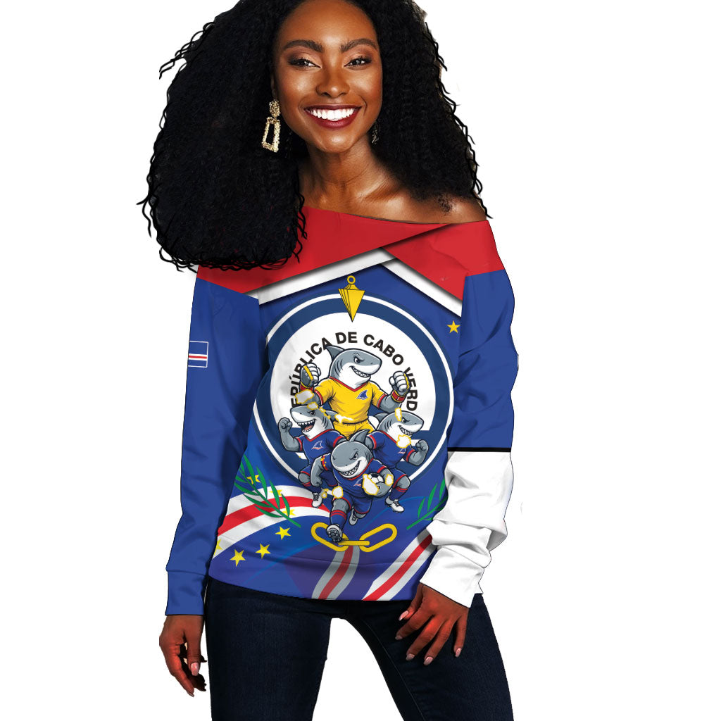 Cape Verde 2026 Football Off Shoulder Sweater Orgulho Tubaroes Azuis Make History