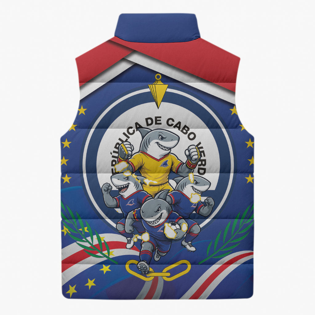 Cape Verde 2026 Football Sleeveless Puffer Jacket Orgulho Tubaroes Azuis Make History