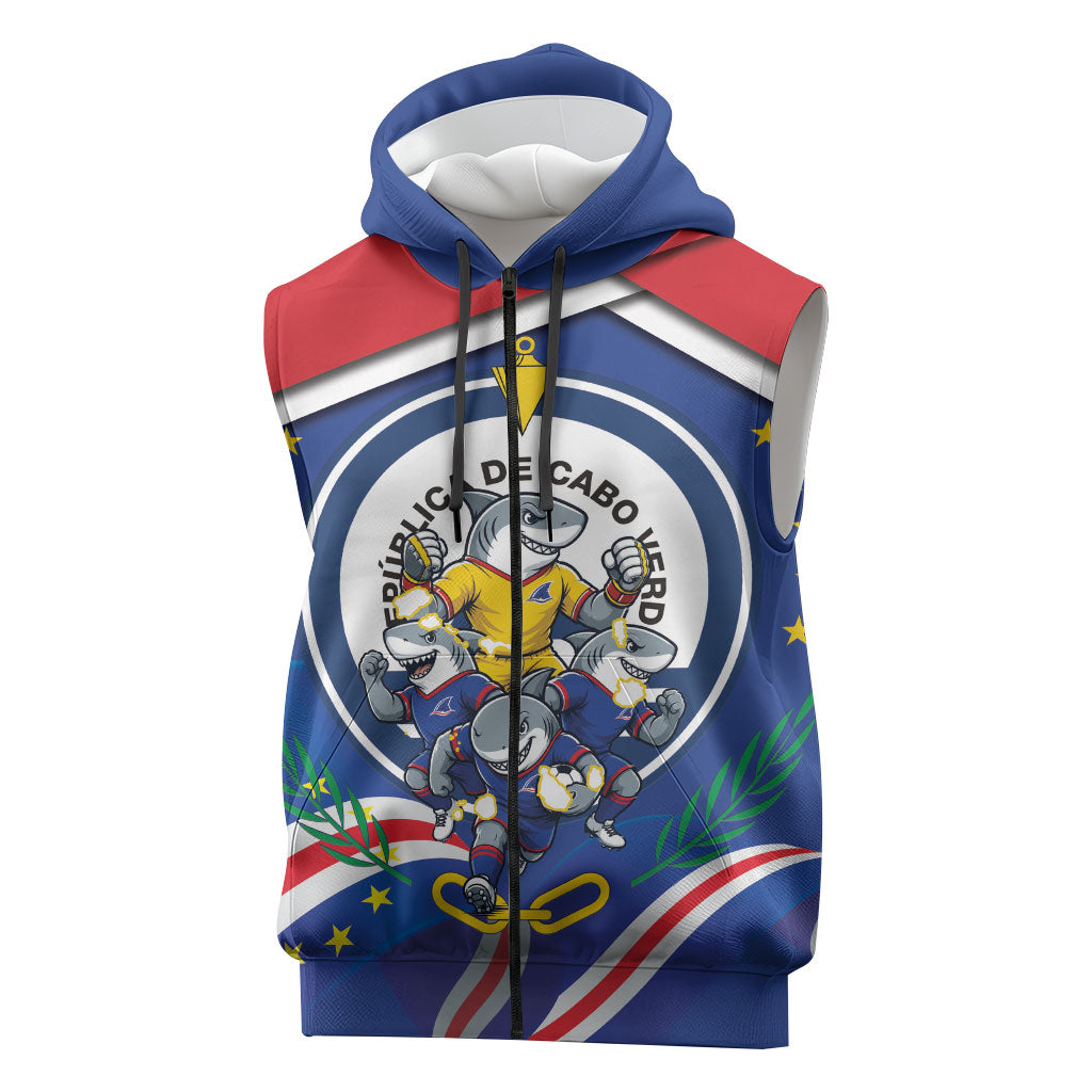 Cape Verde 2026 Football Sleeveless Zip Hoodie Orgulho Tubaroes Azuis Make History
