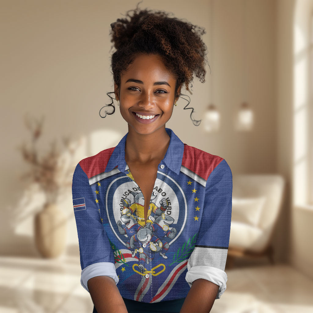 Cape Verde 2026 Football Women Casual Shirt Orgulho Tubaroes Azuis Make History