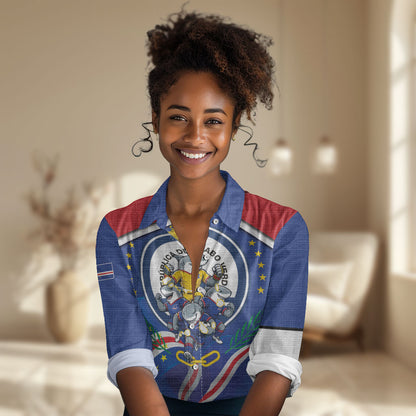 Cape Verde 2026 Football Women Casual Shirt Orgulho Tubaroes Azuis Make History