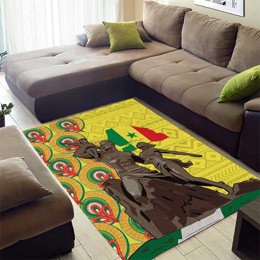 Senegal Monument de la Renaissance Area Rug Africaine Ankara Pattern