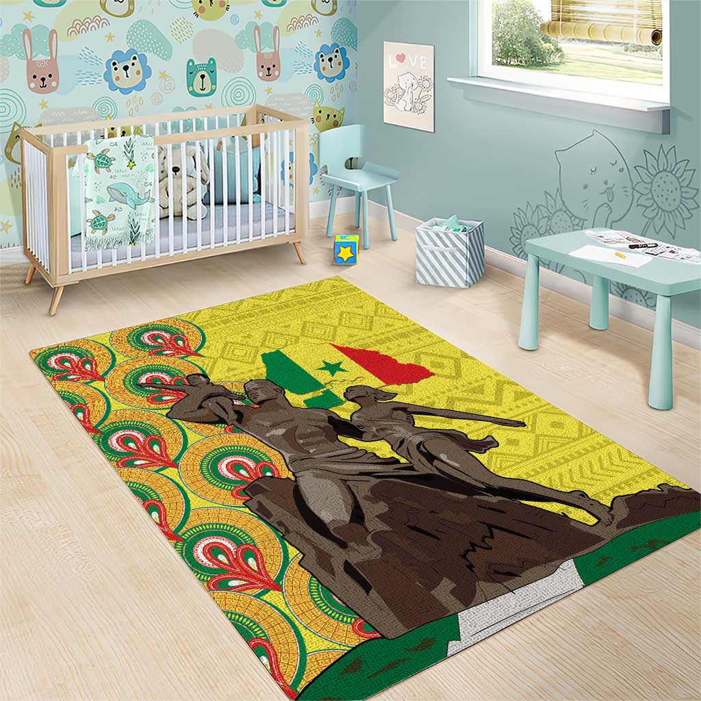 Senegal Monument de la Renaissance Area Rug Africaine Ankara Pattern