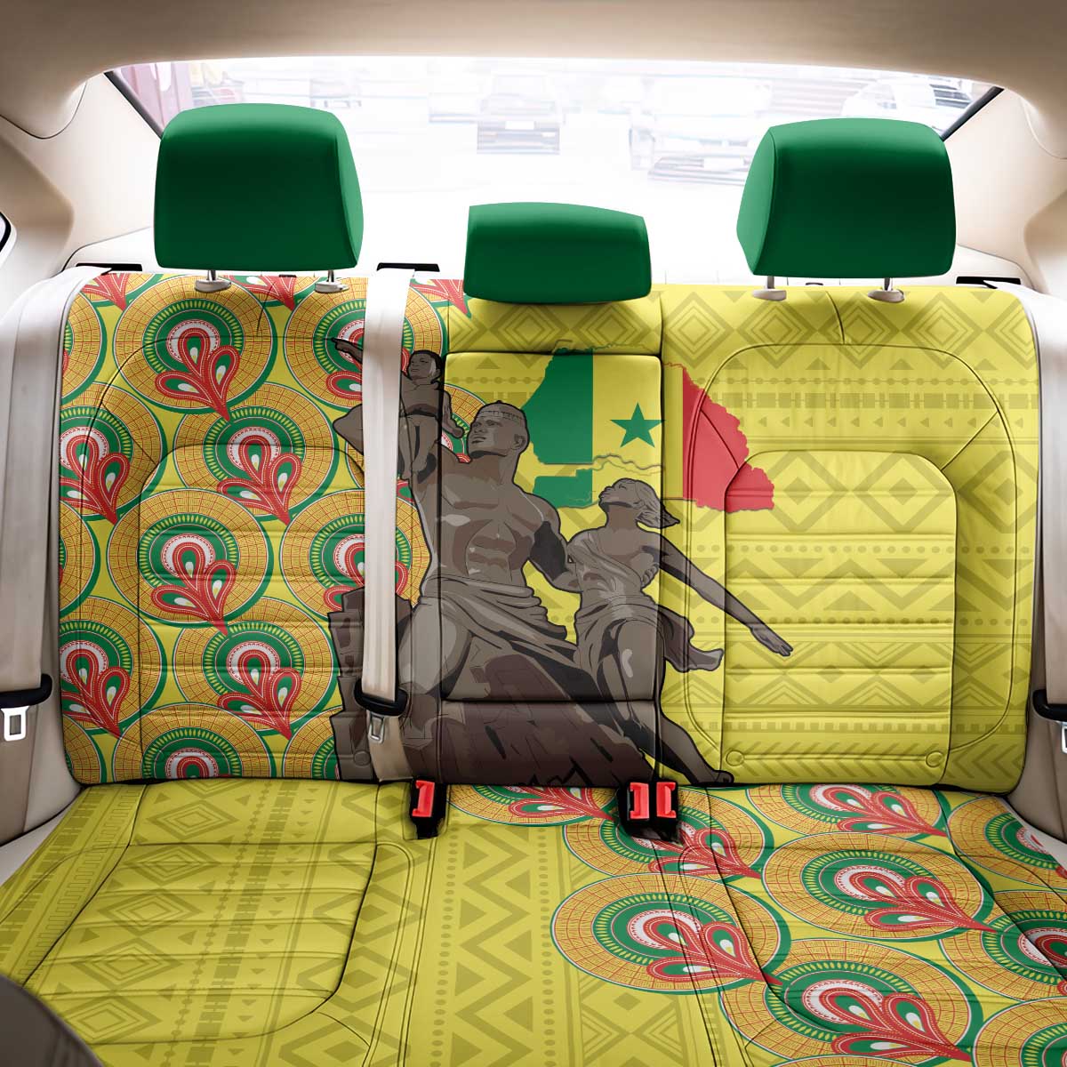 Senegal Monument de la Renaissance Back Car Seat Cover Africaine Ankara Pattern