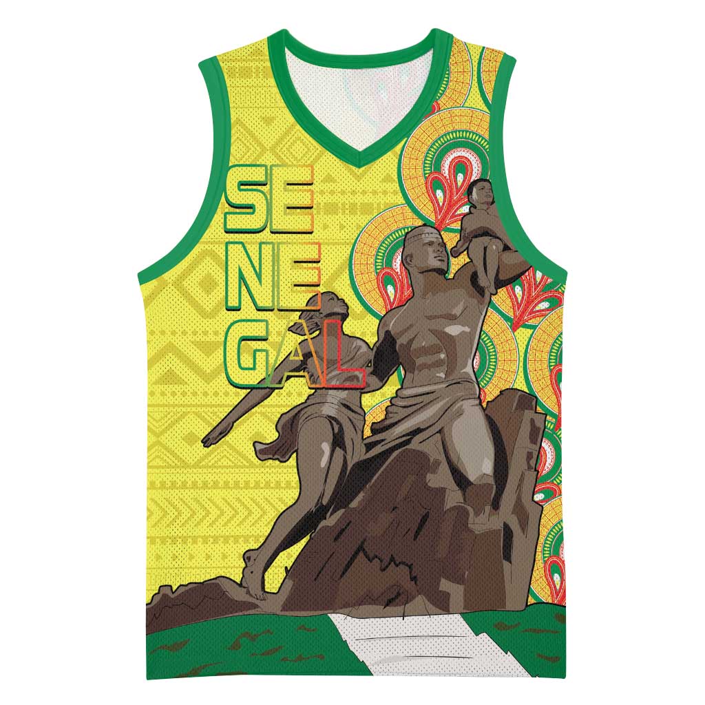 Senegal Monument de la Renaissance Basketball Jersey Africaine Ankara Pattern - African Pride