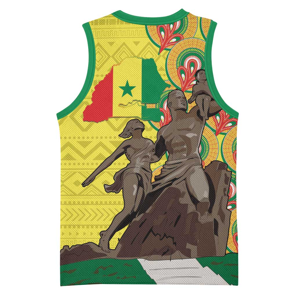 Senegal Monument de la Renaissance Basketball Jersey Africaine Ankara Pattern - African Pride