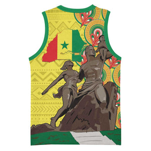Senegal Monument de la Renaissance Basketball Jersey Africaine Ankara Pattern - African Pride