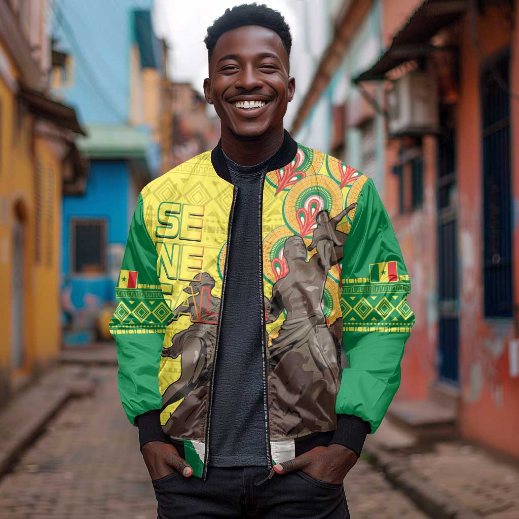 Senegal Monument de la Renaissance Bomber Jacket Africaine Ankara Pattern