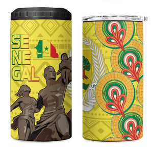 Senegal Monument de la Renaissance 4 in 1 Can Cooler Tumbler Africaine Ankara Pattern