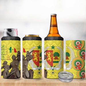 Senegal Monument de la Renaissance 4 in 1 Can Cooler Tumbler Africaine Ankara Pattern