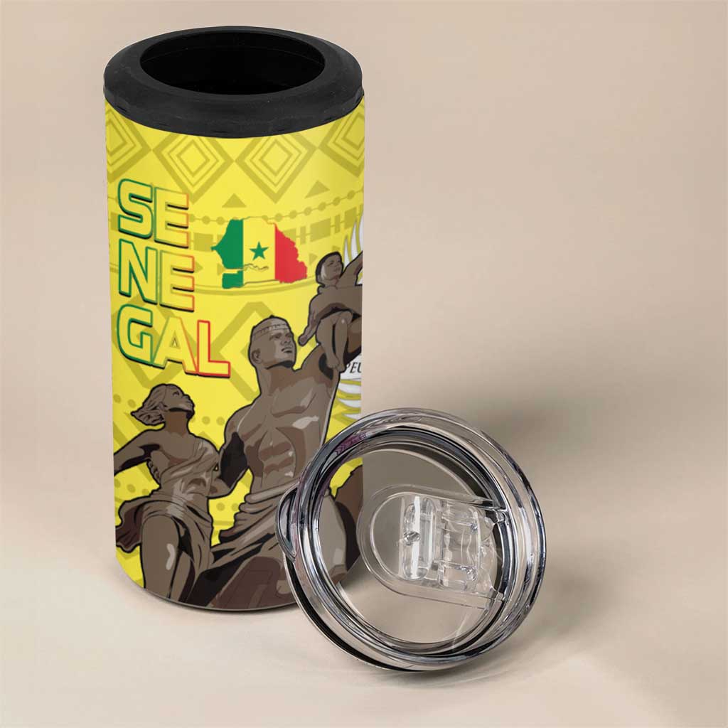 Senegal Monument de la Renaissance 4 in 1 Can Cooler Tumbler Africaine Ankara Pattern