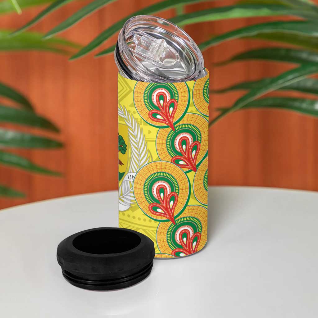 Senegal Monument de la Renaissance 4 in 1 Can Cooler Tumbler Africaine Ankara Pattern