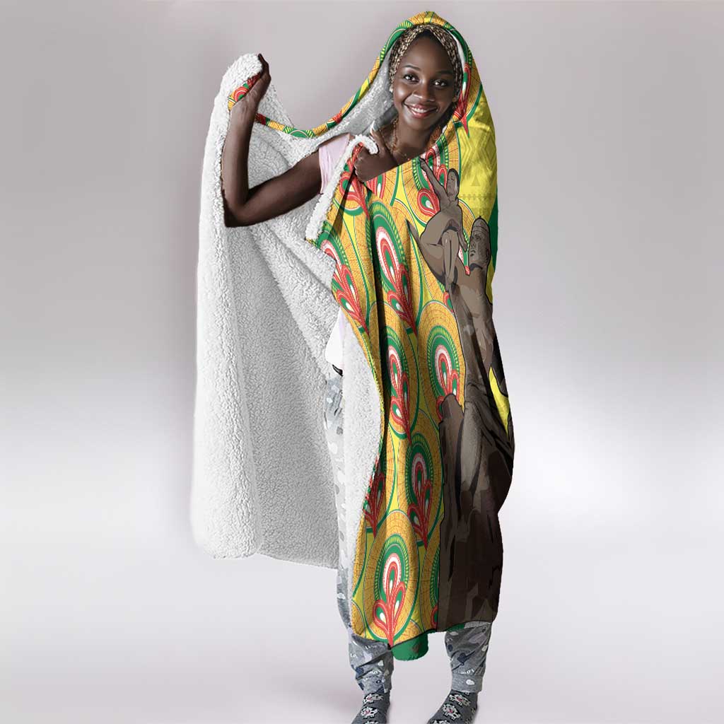 Senegal Monument de la Renaissance Hooded Blanket Africaine Ankara Pattern