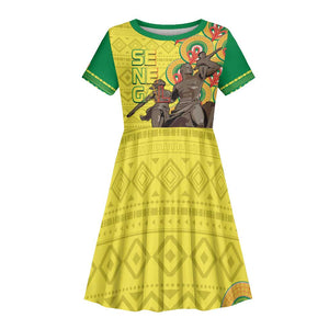 Senegal Monument de la Renaissance Kid Short Sleeve Dress Africaine Ankara Pattern