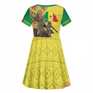 Senegal Monument de la Renaissance Kid Short Sleeve Dress Africaine Ankara Pattern