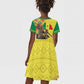 Senegal Monument de la Renaissance Kid Short Sleeve Dress Africaine Ankara Pattern
