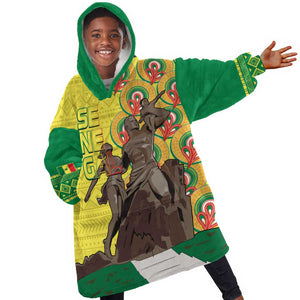 Senegal Monument de la Renaissance Kid Wearable Blanket Hoodie Africaine Ankara Pattern