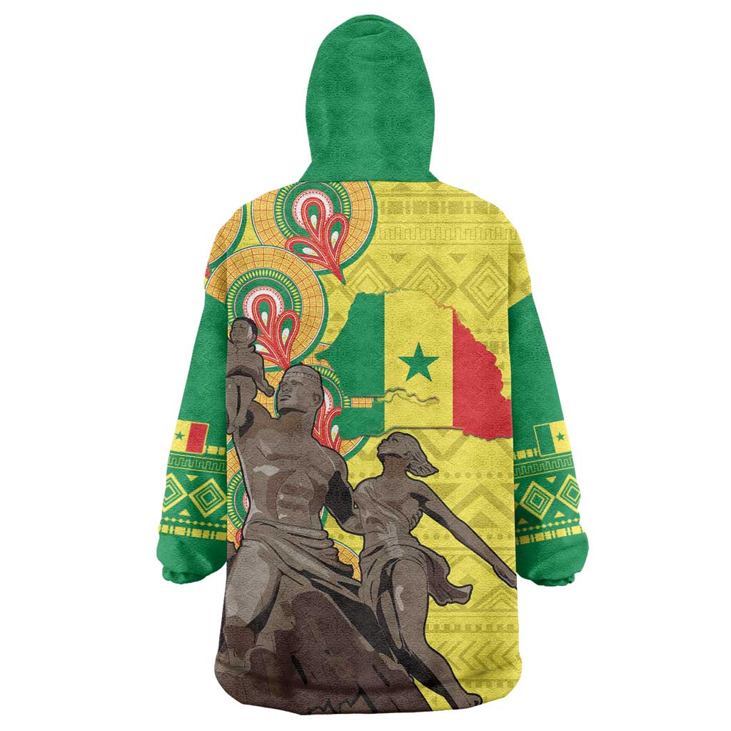 Senegal Monument de la Renaissance Kid Wearable Blanket Hoodie Africaine Ankara Pattern