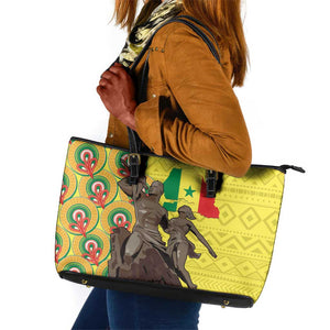 Senegal Monument de la Renaissance Leather Tote Bag Africaine Ankara Pattern
