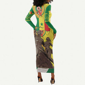 Senegal Monument de la Renaissance Long Sleeve Bodycon Dress Africaine Ankara Pattern LT14